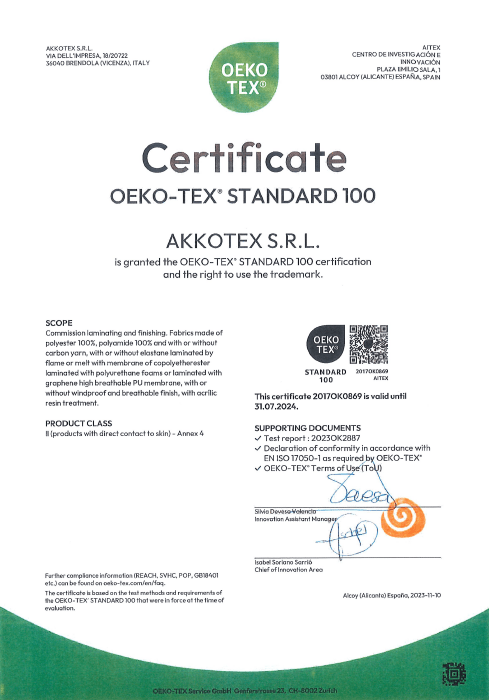 certificato oeko-tex conto lavoro Akkotex
