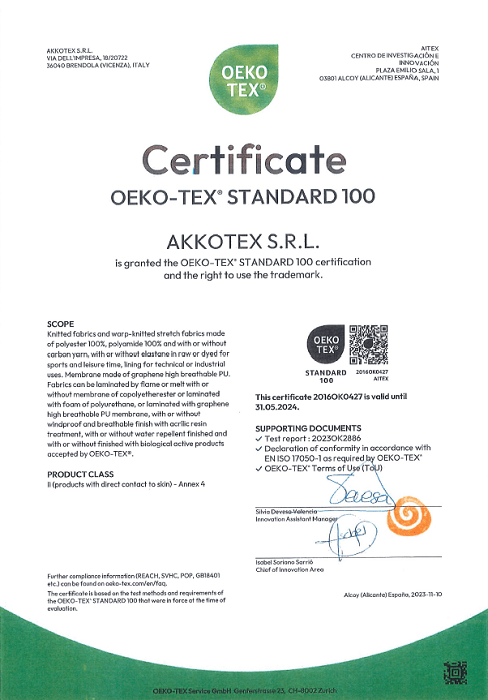 certificato oeko-tex tessuti Akkotex